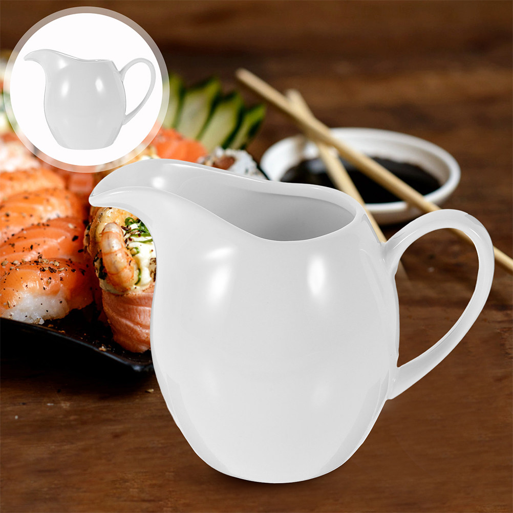 Pour Spout Pitcher - 2 Stück Keramik-Milchkrüge, weiße Porzellan-Kännchen für