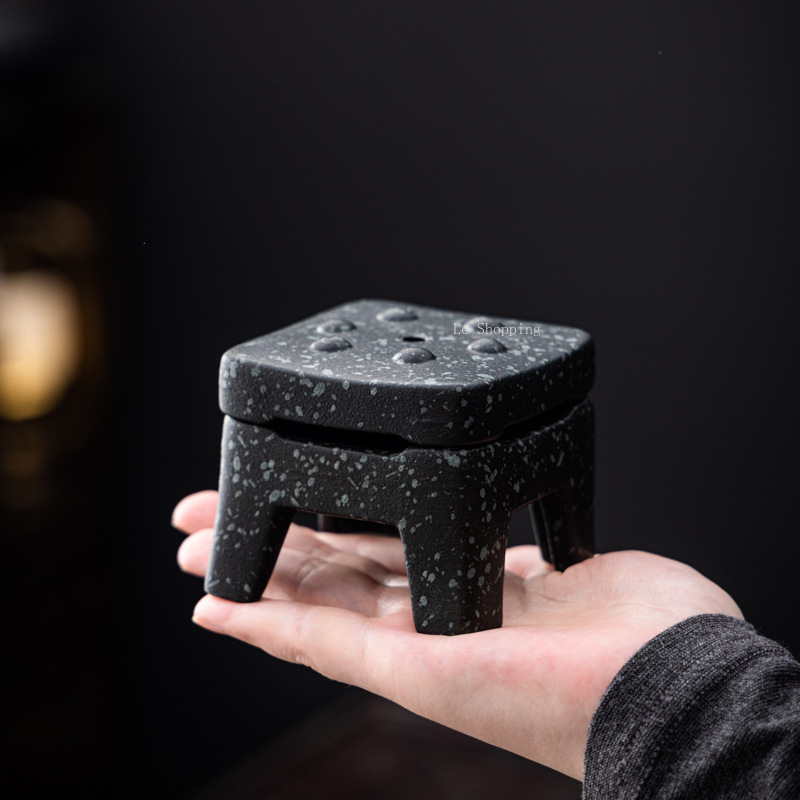 Zen Candle Supplies - Quadratischer Räuchergefäß aus Blaustein/Retro, Keramik, Sandelholz,