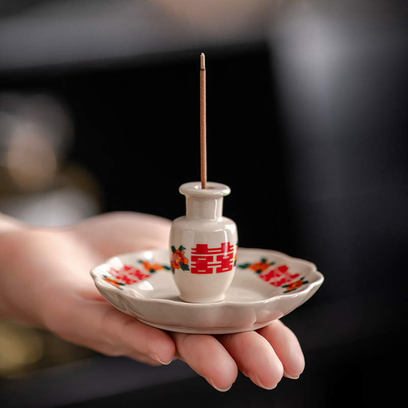 Candle Fragrance Supplies - 2-in-1 Chinesischer Räucherstäbchenhalter aus Keramik für