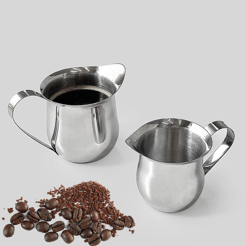 Pour Spout Pitcher - 2/3/5/7oz Kaffee-Milchaufschäumkrug aus Stahl, Espresso-Cremekrug mit