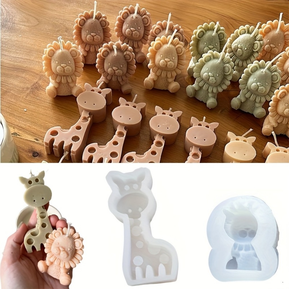 Candle Fragrance Supplies - Löwen- und Giraffen-Silikonform, Niedliche, Wiederverwendbare Kerzenform