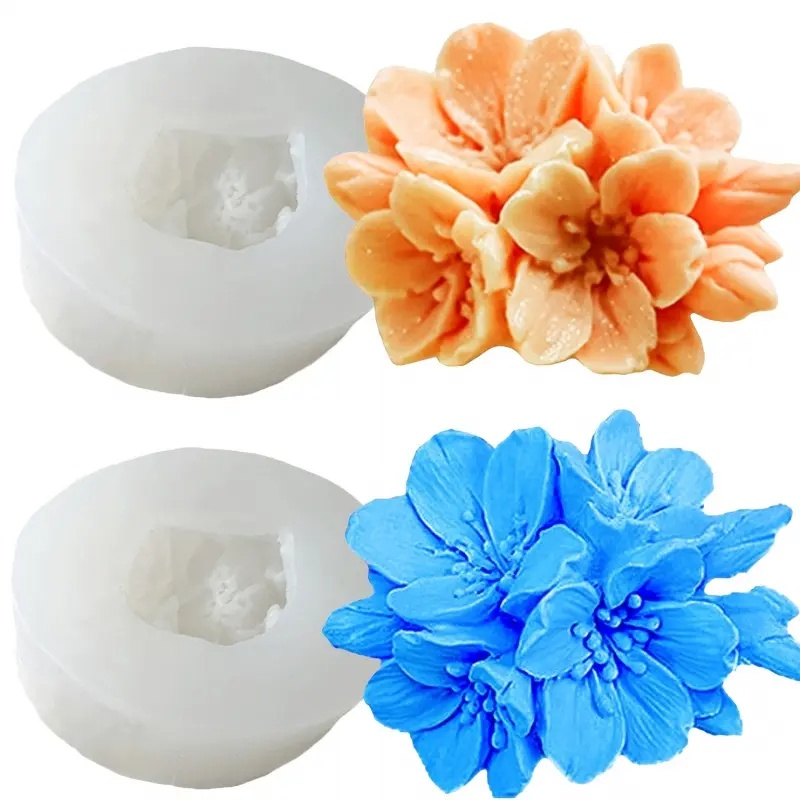 Candle Fragrance Supplies - 2-teiliges Silikonformen-Set, Kirschblüten-Design, DIY-Set für Autoduftkerzen,