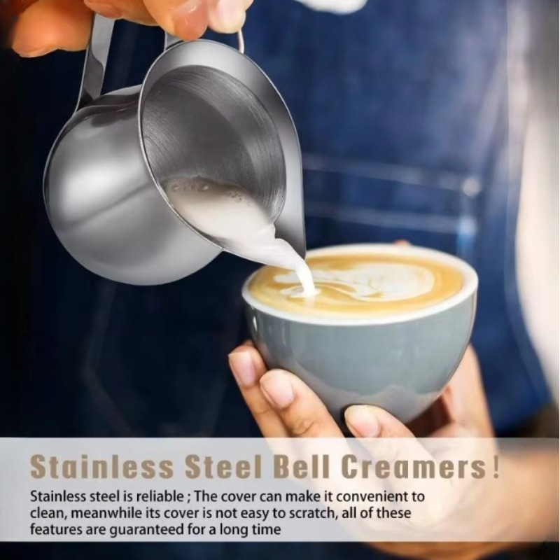 Pour Spout Pitcher - Neue Kaffee-Milchaufschäumkanne aus Edelstahl, Espresso-Cremekanne mit